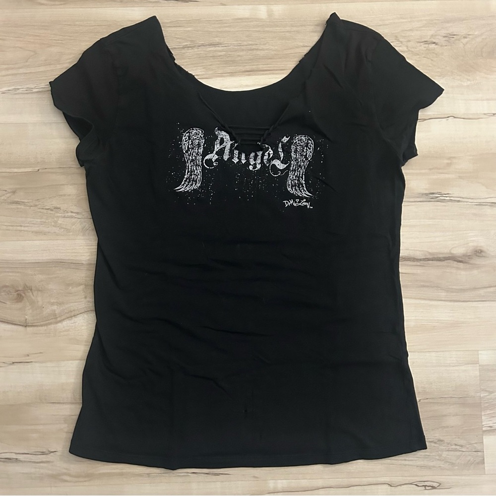 Demi Loon Grunge Angel Short Sleeve Top Off The Shoulder Size Large Wings